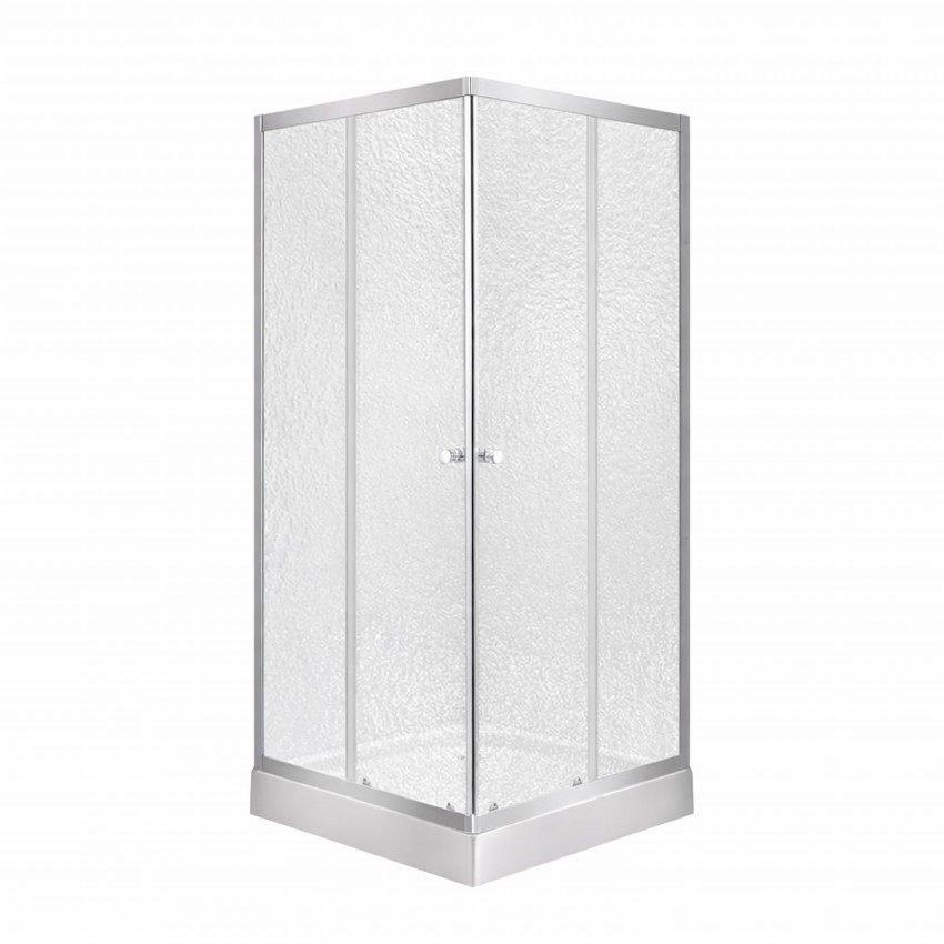 Набір: Душова кабіна Wawel SC80x80.SAT.LOW.FR, квадратна, скло Frost 4 мм + Душовий піддон Kapielka ST80x80x14 Lidz LIDZ