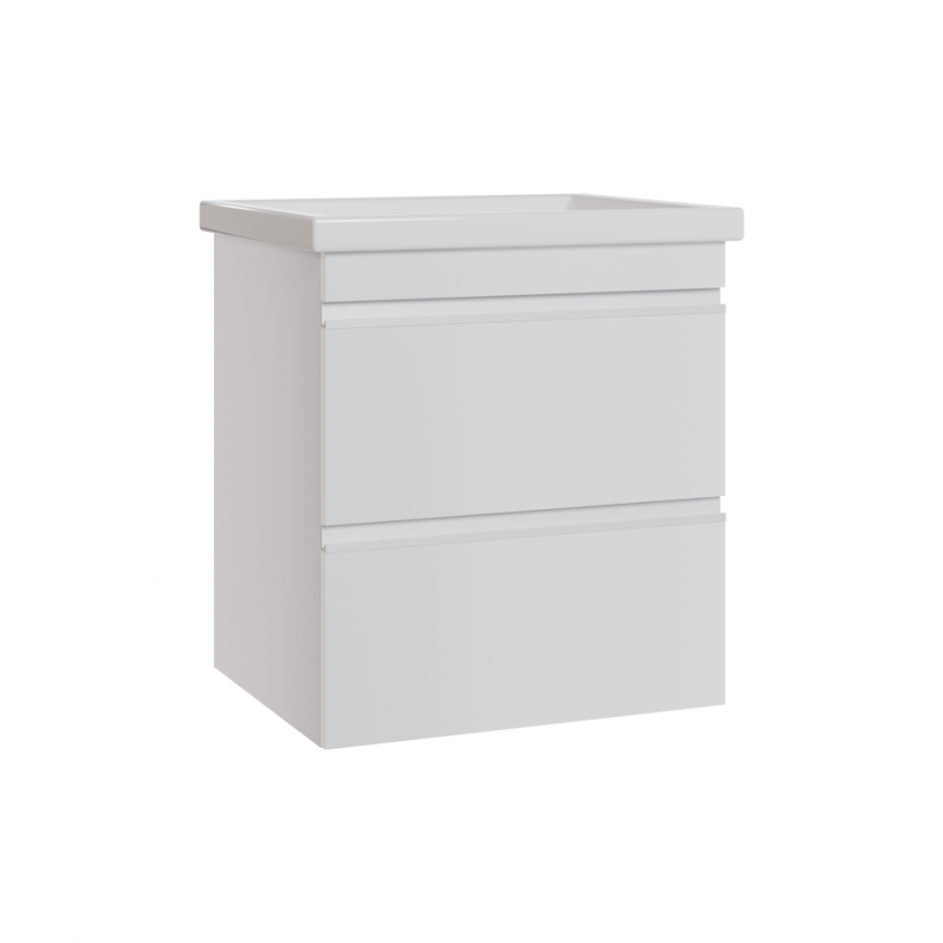 754055W FRAME Біла тумба 55 см з раковиною на ніжках (1 сорт) DEVIT