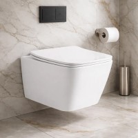 DBS71051111W Balance Square Підвісний безобідковий унітаз з кришкою soft-close, Vortex Flush, білий глянець (1 сорт) DEVIT