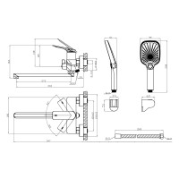 Змішувач для ванни Vlasta New, Chrome (k35) з довгим поворотним виливом та душовим гарнітуром QTVLA260CRM45644 Qtap QTAP фото 1