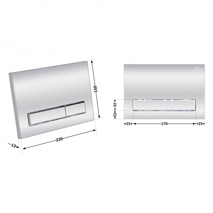 Клавіша змиву Nest 150x220x13 мм, Chrome, лінійна QT0111M08381CRM Qtap QTAP фото 1