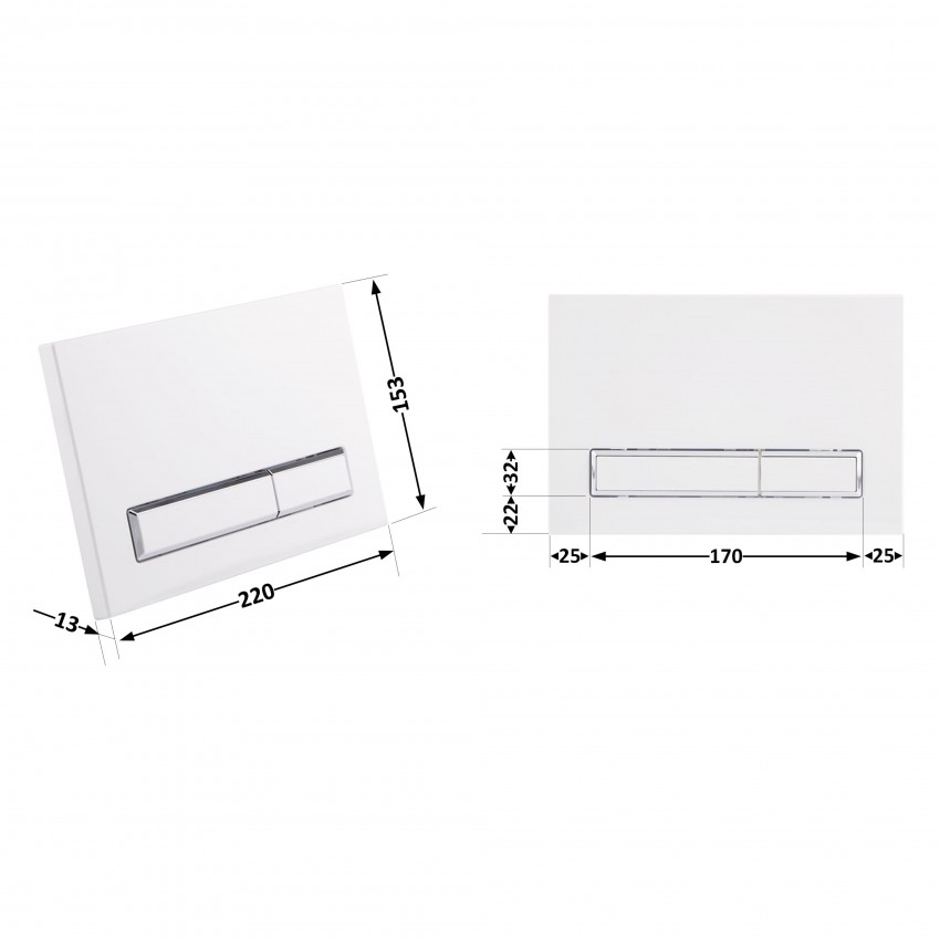Клавіша змиву Nest 150x220x13 мм, White, лінійна QT0111M08V1384W Qtap QTAP фото 1