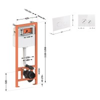 Комплект: Qtap Nest ST Інсталяція для унітазу 4 в 1 (Клавіша змиву 175х245х4 мм, Glass White, кругла) QTAP фото 1