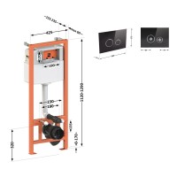 Комплект: Qtap Nest ST Інсталяція для унітазу 4 в 1 (Клавіша змиву 175х245х4 мм, Glass Black, кругла) QTAP фото 1