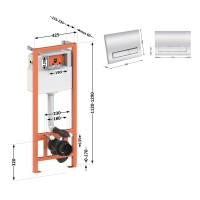 Комплект: Qtap Nest ST Інсталяція для унітазу 4 в 1 (Клавіша змиву 150x220x13 мм, Chrome, лінійна) QTAP фото 1