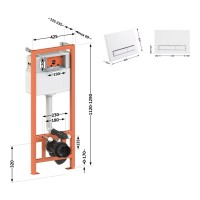 Комплект: Qtap Nest ST Інсталяція для унітазу 4 в 1 (Клавіша змиву 150x220x13 мм, White, лінійна) QTAP фото 1