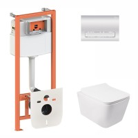 Готове рішення Qtap для ванної кімнати: підвісний унітаз Crow Rimless 520х360х290 + комплект інсталяції Nest 4 в 1 (лінійна клавіша Chrome) QTAP