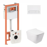 Готове рішення Qtap для ванної кімнати: підвісний унітаз Crow Rimless 520х360х290 + комплект інсталяції Nest 4 в 1 (лінійна клавіша White) QTAP