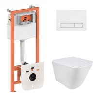 Готове рішення Qtap для ванної кімнати: підвісний унітаз Tern Ultra Quiet 490x365x325 + комплект інсталяції Nest 4 в 1 (лінійна клавіша White) QTAP