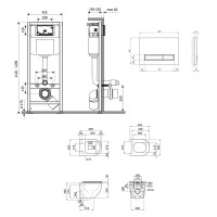 Готове рішення Qtap для ванної кімнати: підвісний унітаз Robin Ultra Quiet 490x365x325 + комплект інсталяції Nest 4 в 1 (лінійна клавіша Chrome) QTAP фото 1