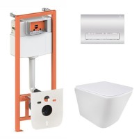 Готове рішення Qtap для ванної кімнати: підвісний унітаз Tern Ultra Quiet 490x365x325 + комплект інсталяції Nest 4 в 1 (лінійна клавіша Chrome) QTAP