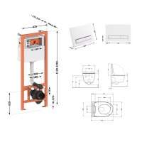 Готове рішення Qtap для ванної кімнати: підвісний унітаз Scorpio Ultra Quiet 520x365x365 + комплект інсталяції Nest 4 в 1 (лінійна клавіша White) QTAP фото 1