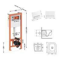 Готове рішення Qtap для ванної кімнати: підвісний унітаз Gemini Ultra Quiet 520×360×350 + комплект інсталяції Nest 4 в 1 (лінійна клавіша White) QTAP фото 1