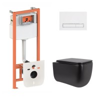 Готове рішення Qtap для ванної кімнати: підвісний унітаз Gemini Ultra Quiet 530х365х373 + комплект інсталяції Nest 4 в 1 (лінійна клавіша White) QTAP