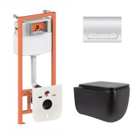 Готове рішення Qtap для ванної кімнати: підвісний унітаз Gemini Ultra Quiet 530х365х373 + комплект інсталяції Nest 4 в 1 (лінійна клавіша Chrome) QTAP