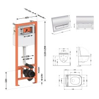 Готове рішення Qtap для ванної кімнати: підвісний унітаз Gemini Ultra Quiet 530х365х373 + комплект інсталяції Nest 4 в 1 (лінійна клавіша Chrome) QTAP фото 1