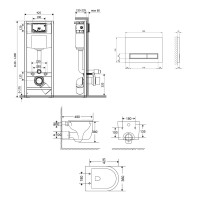 Готове рішення Qtap для ванної кімнати: підвісний унітаз Taurus Ultra Quiet 490x360x380 + комплект інсталяції Nest 4 в 1 (лінійна клавіша White) QTAP фото 1