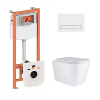 Готове рішення Qtap для ванної кімнати: підвісний унітаз Tern Ultra Quiet 525x345x360 + комплект інсталяції Nest 4 в 1 (лінійна клавіша White) QTAP