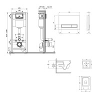 Готове рішення Qtap для ванної кімнати: підвісний унітаз Crow Ultra Quiet 520x360x290 + комплект інсталяції Nest 4 в 1 (лінійна клавіша White) QTAP фото 1