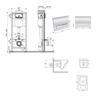Готове рішення Qtap для ванної кімнати: підвісний унітаз Crow Ultra Quiet 520x360x290 + комплект інсталяції Nest 4 в 1 (лінійна клавіша Chrome) QTAP фото 1