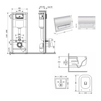 Готове рішення Qtap для ванної кімнати: підвісний унітаз Gemini Ultra Quiet 485×340×350 + комплект інсталяції Nest 4 в 1 (лінійна клавіша Chrome) QTAP фото 1