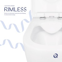 Унітаз підвісний Jay Rimless 520х360х320 мм, White, з сидінням Slim Duroplast/ Soft-close/ Quick Release QT07335176W Qtap QTAP фото 4