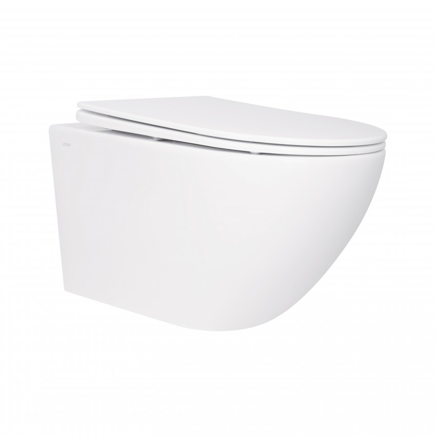 Унітаз підвісний Jay Rimless 520х360х320 мм, White, з сидінням Slim Duroplast/ Soft-close/ Quick Release QT07335176W Qtap QTAP