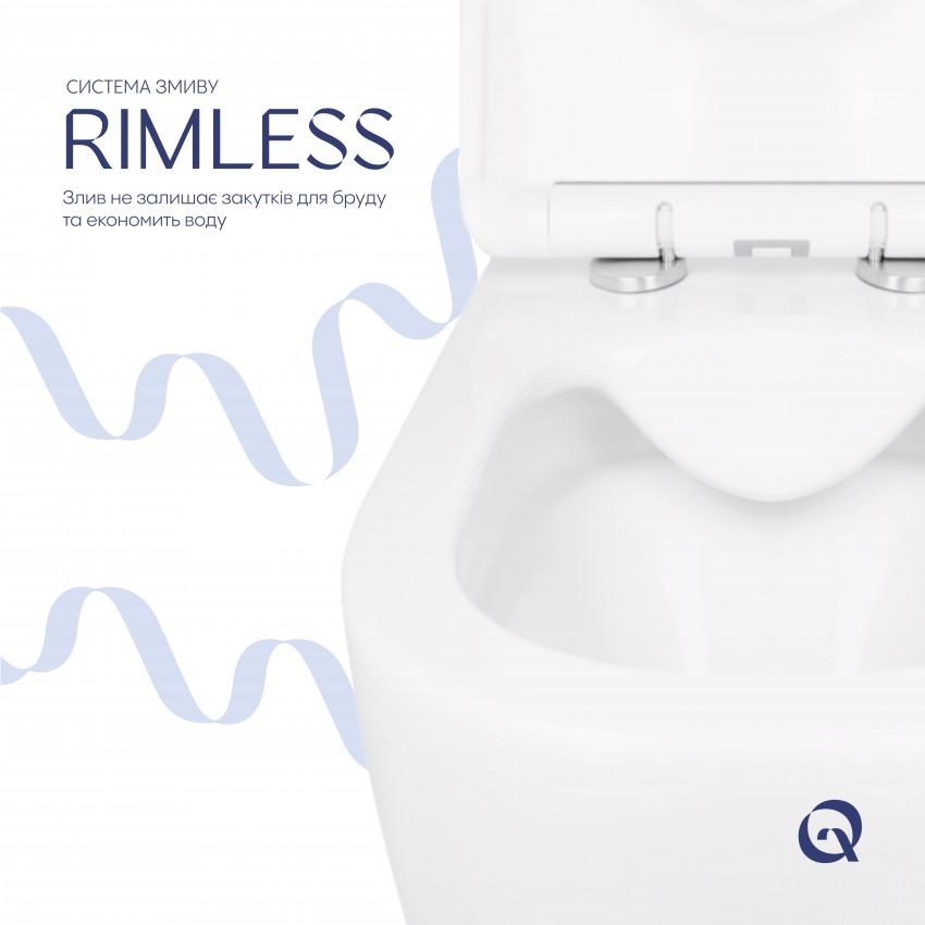 Унітаз підвісний Jay Rimless 520х360х320 мм, White, з сидінням Slim Duroplast/ Soft-close/ Quick Release QT07335176W Qtap QTAP фото 4