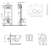 Готове рішення Qtap для ванної кімнати: підвісний унітаз Jay Rimless 520х360х320 + комплект інсталяції Nest 4 в 1 (кругла клавіша Chrome) QTAP фото 1