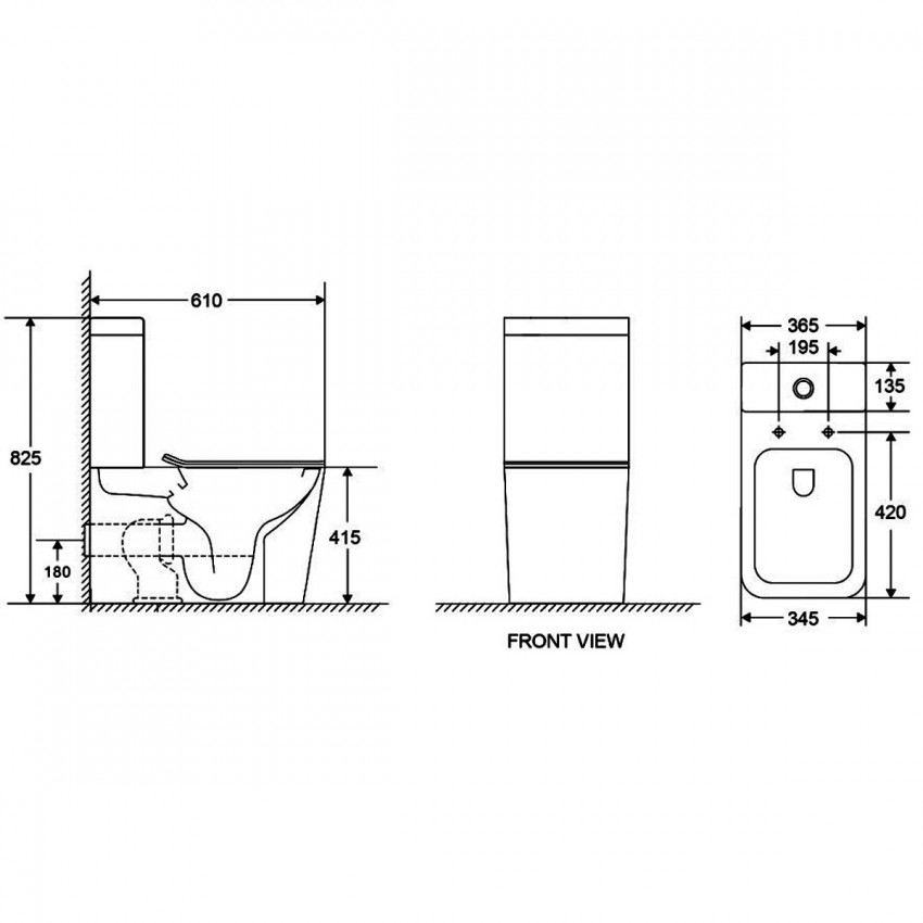 DFL2170211W Flow square Компакт 610x365x825мм з кришкою soft-close, Vortex Flush, білий глянець (1 сорт) DEVIT фото 2