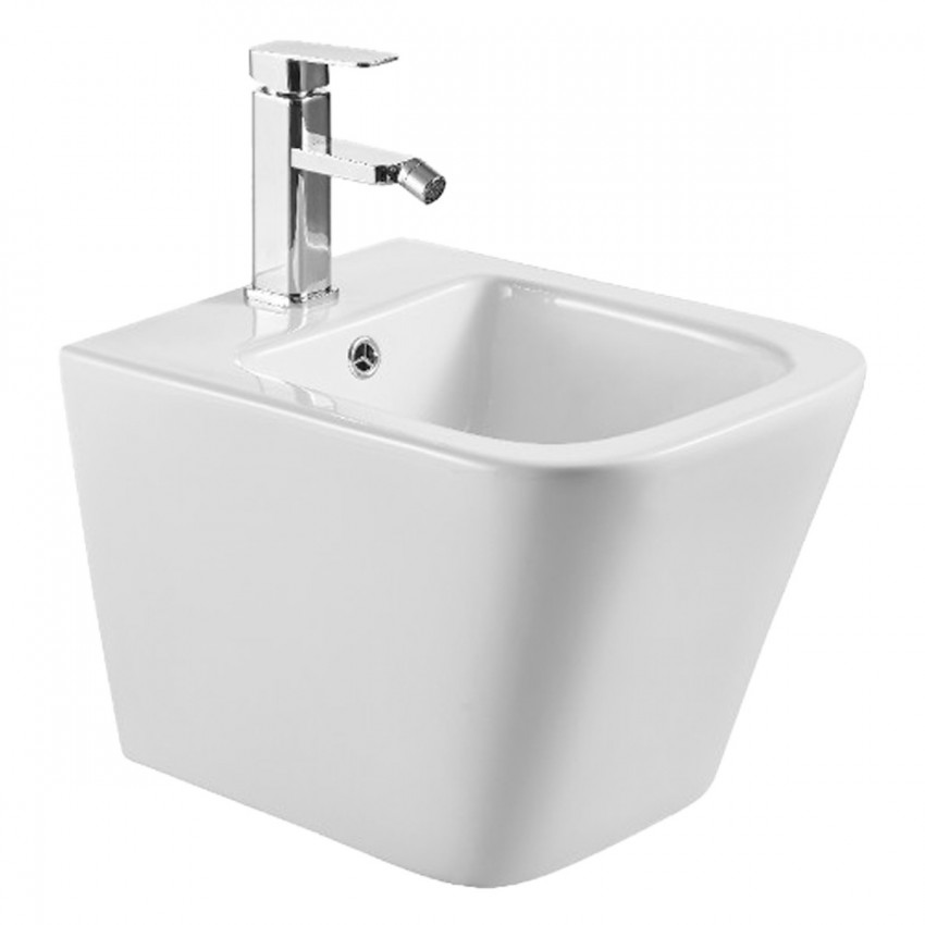 DFL0520400W Flow square Біде 485x345x330мм з отвором під змішувач, білий глянець (1 сорт) DEVIT фото 1