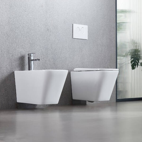DFL0520400W Flow square Біде 485x345x330мм з отвором під змішувач, білий глянець DEVIT фото 1