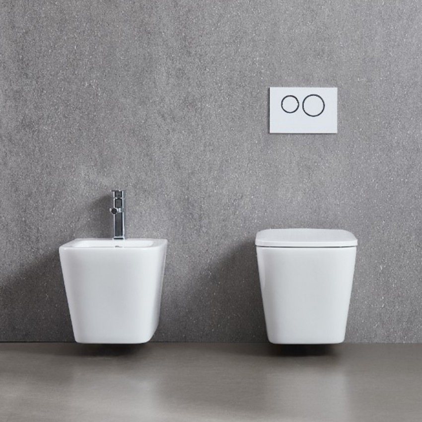 DFL0520400W Flow square Біде 485x345x330мм з отвором під змішувач, білий глянець (1 сорт) DEVIT фото 3