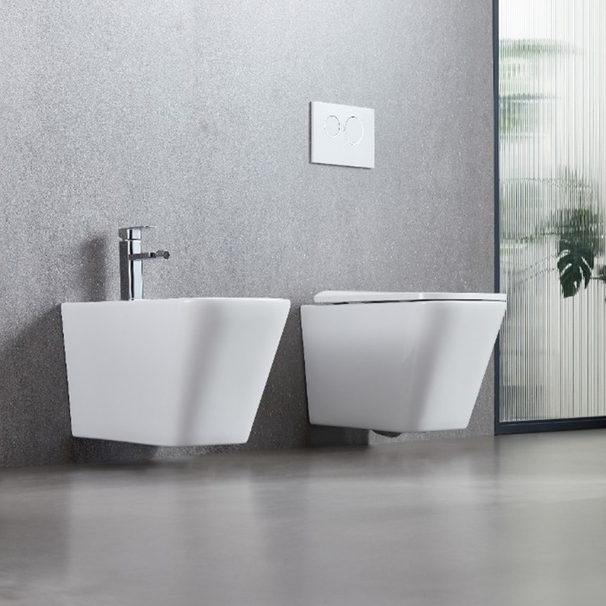 DFL0520400W Flow square Біде 485x345x330мм з отвором під змішувач, білий глянець (1 сорт) DEVIT фото 4