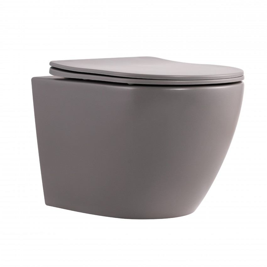 Унітаз підвісний Robin Ultra Quiet 490×365×325 мм, Stone Grey, з сидінням Slim Duroplast / Soft-close / Quick Release QT13332381АSSG Qtap QTAP