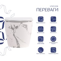 Унітаз підвісний Robin Ultra Quiet 490×365×325 мм, Marble, з сидінням Slim Duroplast / Soft-close / Quick Release QT13332381АSMR Qtap QTAP фото 2