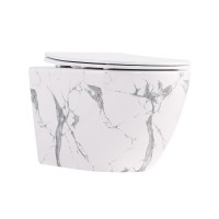 Унітаз підвісний Robin Ultra Quiet 490×365×325 мм, Marble, з сидінням Slim Duroplast / Soft-close / Quick Release QT13332381АSMR Qtap QTAP