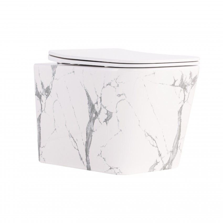 Унітаз підвісний Tern Ultra Quiet 490×365×325 мм, Marble, з сидінням Slim Duroplast / Soft-close / Quick Release QT17332303ASMR Qtap QTAP