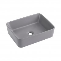 Раковина накладна Tern 480x370x135 мм, Stone grey, прямокутна, з донним клапаном QT17116069SG Qtap QTAP