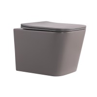 Унітаз підвісний Tern Ultra Quiet 490×365×325 мм, Stone Grey, з сидінням Slim Duroplast / Soft-close / Quick Release QT17332303ASSG Qtap QTAP
