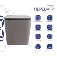 Унітаз підвісний Tern Ultra Quiet 490×365×325 мм, Stone Grey, з сидінням Slim Duroplast / Soft-close / Quick Release QT17332303ASSG Qtap QTAP фото 2