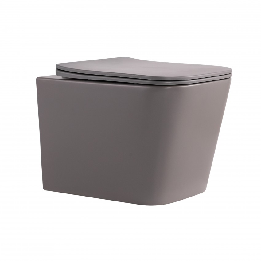 Унітаз підвісний Tern Ultra Quiet 490×365×325 мм, Stone Grey, з сидінням Slim Duroplast / Soft-close / Quick Release QT17332303ASSG Qtap QTAP