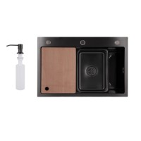 Мийка для кухні інтегрована Handmade H6845B Brushed Black PVD 3,0/1,0 мм LDH6845BRUBLM49456 Lidz LIDZ