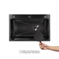 Мийка для кухні інтегрована Handmade H6845B Brushed Black PVD 3,0/1,0 мм LDH6845BRUBLM49456 Lidz LIDZ фото 3