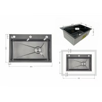 Мийка для кухні інтегрована Handmade H6845B Brushed Black PVD 3,0/1,0 мм LDH6845BRUBLM49456 Lidz LIDZ фото 1