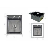 Мийка для кухні інтегрована Handmade H4050B Brushed Black PVD 3,0/1,0 мм LDH4050BRUBLM49439 Lidz LIDZ фото 1