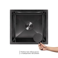 Мийка для кухні інтегрована під стільницю Handmade H4843B Brushed Black PVD 3,0/1,0 мм LDH4843BRUBLM49440 Lidz LIDZ фото 2
