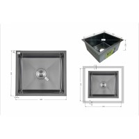 Мийка для кухні інтегрована під стільницю Handmade H4843B Brushed Black PVD 3,0/1,0 мм LDH4843BRUBLM49440 Lidz LIDZ фото 1