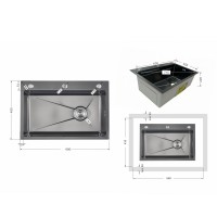 Мийка для кухні інтегрована Handmade H6845HB Decor Black PVD Honeycomb 3,0/1,0 мм LDH6845HDECBLM49445 Lidz LIDZ фото 1