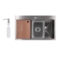 Мийка для кухні інтегрована Handmade H7545 Brushed Steel 3,0/1,0 мм LDH7545BRU49457 Lidz LIDZ